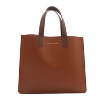 Women's Pu Leather Solid Color Classic Style Open Tote Bag sku image 2