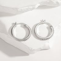 1 Pair Simple Style Round Inlay Copper Zircon White Gold Plated Earrings main image 4