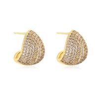 1 Pair Retro Simple Style Geometric Inlay Copper Zircon 18K Gold Plated Ear Studs main image 5