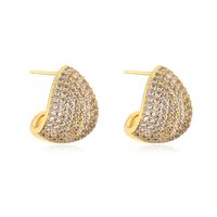 1 Paire Rétro Style Simple Géométrique Incruster Le Cuivre Zircon Plaqué Or 18K Boucles D'Oreilles main image 5