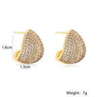 1 Pair Retro Simple Style Geometric Inlay Copper Zircon 18K Gold Plated Ear Studs main image 2