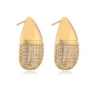 1 Pair Simple Style Geometric Inlay Copper Zircon 18K Gold Plated Ear Studs main image 5