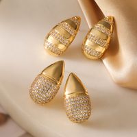 1 Pair Simple Style Geometric Inlay Copper Zircon 18K Gold Plated Ear Studs main image 6