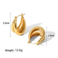 1 Pair Modern Style Simple Style U Shape Stainless Steel 18K Gold Plated Hoop Earrings main image 2