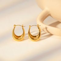 1 Pair Modern Style Simple Style U Shape Stainless Steel 18K Gold Plated Hoop Earrings main image 4