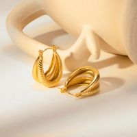 1 Pair Modern Style Simple Style U Shape Stainless Steel 18K Gold Plated Hoop Earrings main image 5