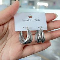 1 Pair Modern Style Simple Style U Shape Stainless Steel 18K Gold Plated Hoop Earrings main image 6