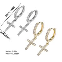 1 Paire Style Simple Traverser Placage Incruster Le Cuivre Zircon Or Blanc Plaqué Plaqué Or Boucles D'oreilles main image 2