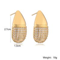 1 Pair Simple Style Geometric Inlay Copper Zircon 18K Gold Plated Ear Studs main image 2