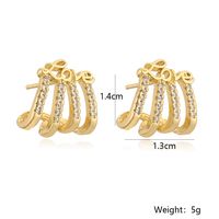 1 Pair Simple Style Letter Inlay Copper Zircon 18K Gold Plated Ear Studs main image 2