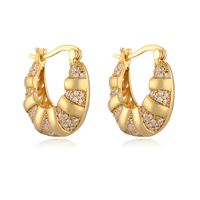 1 Pair Simple Style Geometric Inlay Copper Zircon 18K Gold Plated Hoop Earrings main image 6