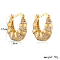 1 Pair Simple Style Geometric Inlay Copper Zircon 18K Gold Plated Hoop Earrings main image 3