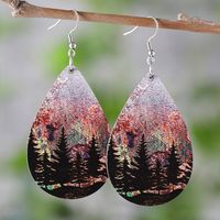 1 Pair Retro Forest Wood Drop Earrings sku image 1