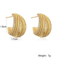 1 Pair Simple Style Geometric Inlay Copper Zircon 18K Gold Plated Ear Studs main image 4