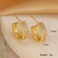 1 Pair Simple Style Geometric Inlay Copper Zircon 18K Gold Plated Ear Studs main image 3