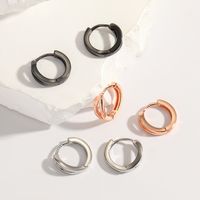 1 Pair Simple Style Round Copper White Gold Plated Gold Plated Earrings main image 4
