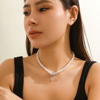 Vintage Style Simple Style Bow Knot Imitation Pearl Alloy Women's Choker sku image 1