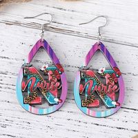 1 Pair Retro Letter Wood Drop Earrings main image 4