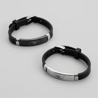 Romantic Gesture Stainless Steel Silica Gel Couple Wristband main image 4