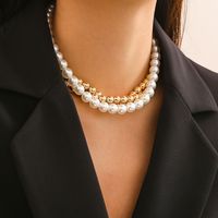 Exaggerated Simple Style Classic Style Round CCB Imitation Pearl Beaded Women's Necklace sku image 1