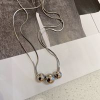 Sterling Silber Einfacher Stil Runden Perlen Halskette main image 3