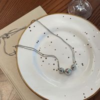 Sterling Silber Einfacher Stil Runden Perlen Halskette sku image 1