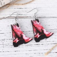 1 Pair Retro Cowboy Style Boots Wood Drop Earrings main image 4