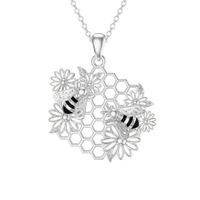 Pastoral Simple Style Sunflower Honeycomb Bee Alloy Hollow Out Gold Plated Silver Plated Women's Pendant Necklace sku image 1