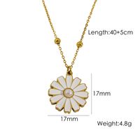 304 Stainless Steel 14K Gold Plated Cute Sweet Enamel Inlay Daisy Shell Pearls Earrings Necklace sku image 1
