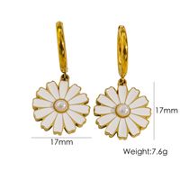 304 Stainless Steel 14K Gold Plated Cute Sweet Enamel Inlay Daisy Shell Pearls Earrings Necklace sku image 3