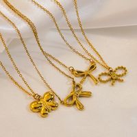 304 Stainless Steel 18K Gold Plated Casual Sweet Plating Bow Knot Earrings Necklace main image 3