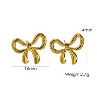 304 Stainless Steel 18K Gold Plated Casual Sweet Plating Bow Knot Earrings Necklace main image 5
