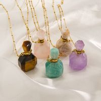 IG Style Simple Style British Style Perfume Bottle 304 Stainless Steel Natural Stone 14K Gold Plated Natural Stone Pendant Necklace In Bulk main image 1