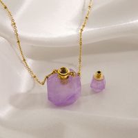 IG Style Simple Style British Style Perfume Bottle 304 Stainless Steel Natural Stone 14K Gold Plated Natural Stone Pendant Necklace In Bulk main image 5