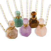 IG Style Simple Style British Style Perfume Bottle 304 Stainless Steel Natural Stone 14K Gold Plated Natural Stone Pendant Necklace In Bulk main image 6