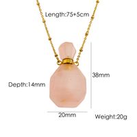 IG Style Simple Style British Style Perfume Bottle 304 Stainless Steel Natural Stone 14K Gold Plated Natural Stone Pendant Necklace In Bulk sku image 4