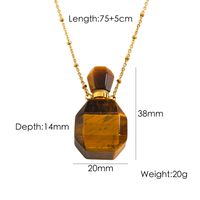 IG Style Simple Style British Style Perfume Bottle 304 Stainless Steel Natural Stone 14K Gold Plated Natural Stone Pendant Necklace In Bulk sku image 5