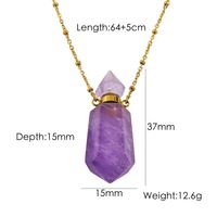 IG Style Simple Style British Style Perfume Bottle Stainless Steel Natural Stone 14K Gold Plated Pendant Necklace In Bulk sku image 1