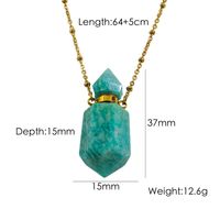 IG Style Simple Style British Style Perfume Bottle Stainless Steel Natural Stone 14K Gold Plated Pendant Necklace In Bulk sku image 2