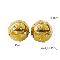 1 Pair Simple Style Round Inlay 304 Stainless Steel Pearl Zircon 14K Gold Plated Ear Studs sku image 2