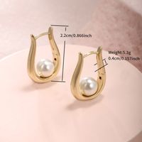 1 Pair Fairy Style XUPING Simple Style Geometric Inlay Alloy Copper Alloy Artificial Pearls 14K Gold Plated Earrings main image 2