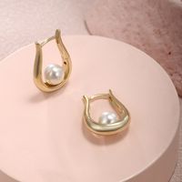 1 Pair Fairy Style XUPING Simple Style Geometric Inlay Alloy Copper Alloy Artificial Pearls 14K Gold Plated Earrings main image 6