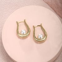 1 Pair Fairy Style XUPING Simple Style Geometric Inlay Alloy Copper Alloy Artificial Pearls 14K Gold Plated Earrings main image 7