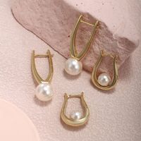 1 Pair Fairy Style XUPING Simple Style Geometric Inlay Alloy Copper Alloy Artificial Pearls 14K Gold Plated Earrings main image 1