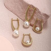 1 Pair Fairy Style XUPING Simple Style Geometric Inlay Alloy Copper Alloy Artificial Pearls 14K Gold Plated Earrings main image 10