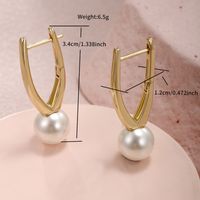 1 Pair Fairy Style XUPING Simple Style Geometric Inlay Alloy Copper Alloy Artificial Pearls 14K Gold Plated Earrings main image 3