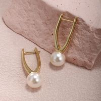 1 Pair Fairy Style XUPING Simple Style Geometric Inlay Alloy Copper Alloy Artificial Pearls 14K Gold Plated Earrings main image 8