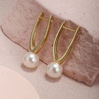 1 Pair Fairy Style XUPING Simple Style Geometric Inlay Alloy Copper Alloy Artificial Pearls 14K Gold Plated Earrings main image 9