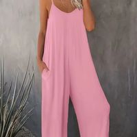 Women's Daily Street Simple Style Solid Color Calf-Length Pocket Jumpsuits sku image 1