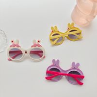 Cartoon Style Sweet Rabbit Pc Resin Oval Frame Full Frame Kids Sunglasses main image 3